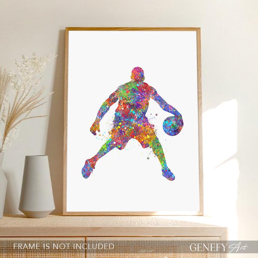Basketball Player Watercolour Art Print - Genefy Art