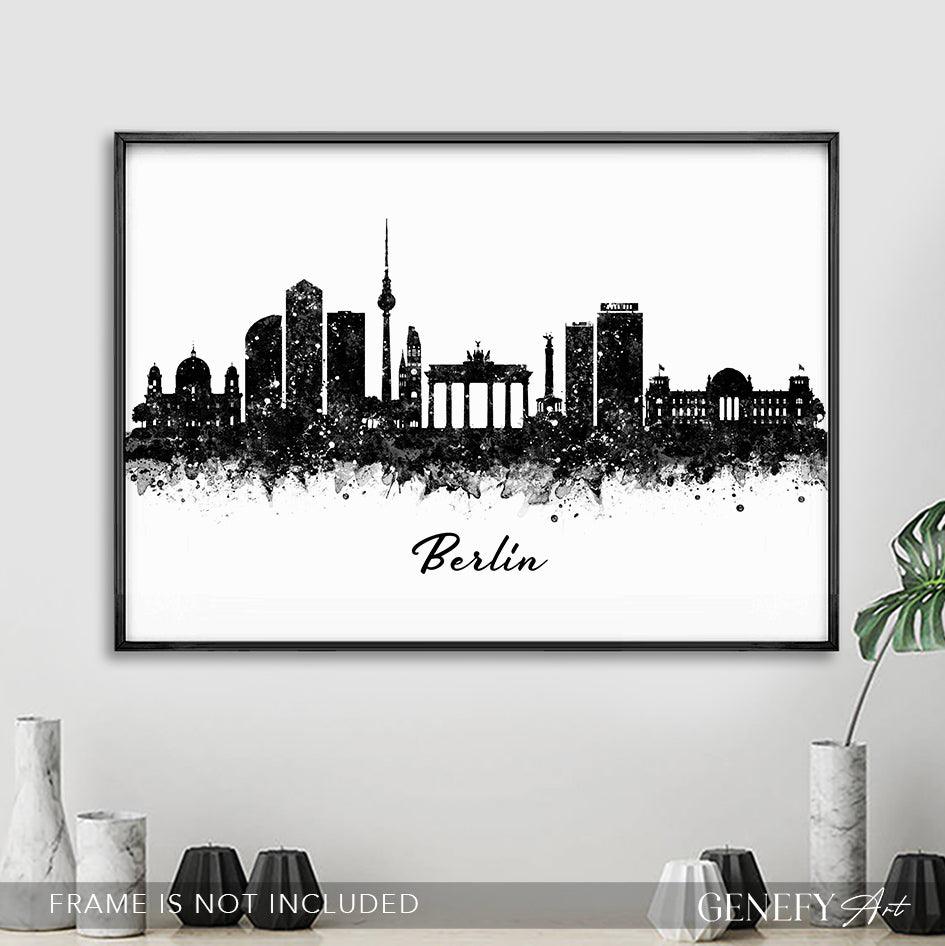 Berlin Skyline Black and White Art Print - Genefy Art