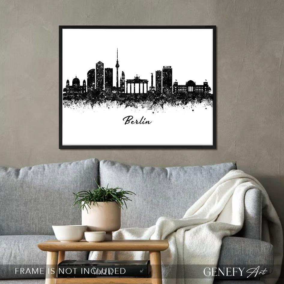 Berlin Skyline Black and White Art Print - Genefy Art