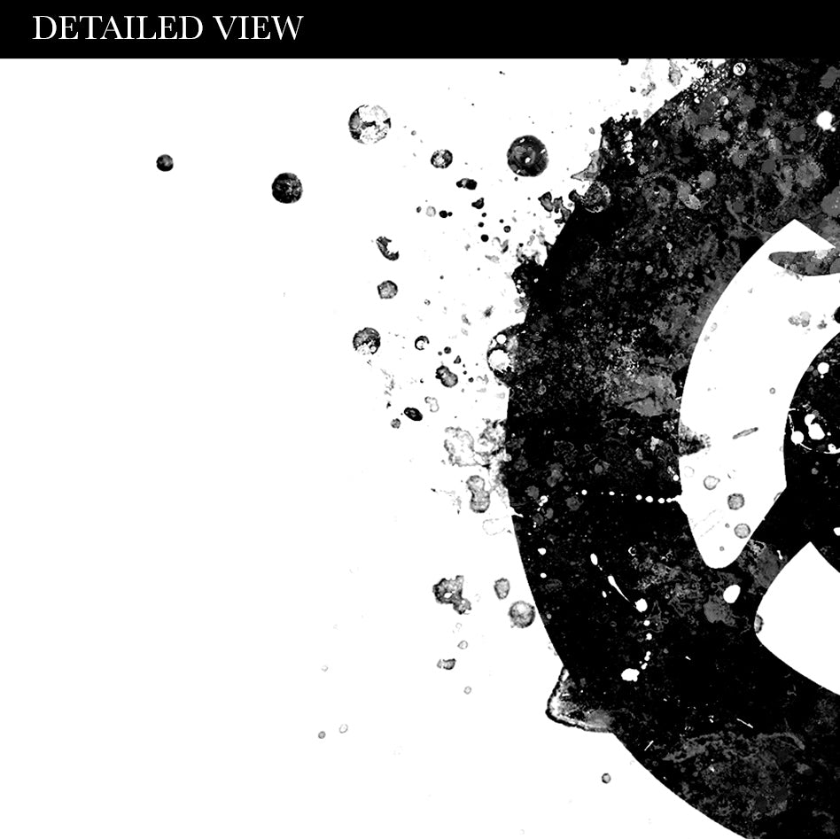 Bride and Groom on Motorbike Black and White Watercolour Print