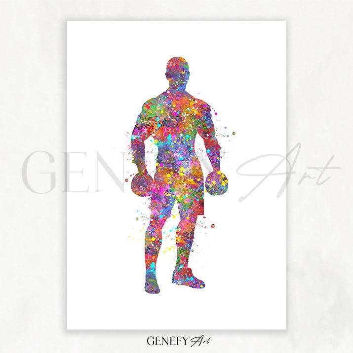 Bodybuilder Watercolour Print - Genefy Art