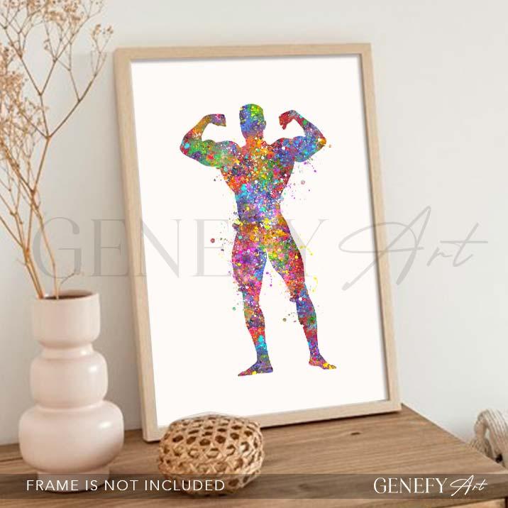 Bodybuilder Watercolour Print - Genefy Art