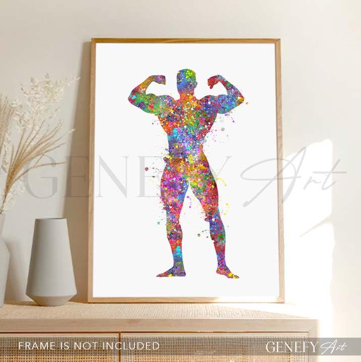 Bodybuilder Watercolour Print - Genefy Art