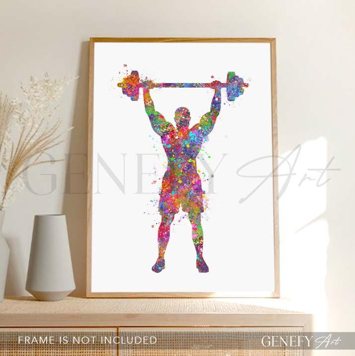 Bodybuilder Watercolour Print - Genefy Art