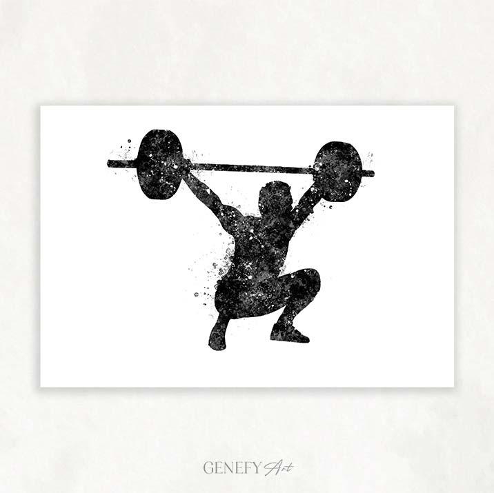 Bodybuilder Black and White Watercolour Print - Genefy Art