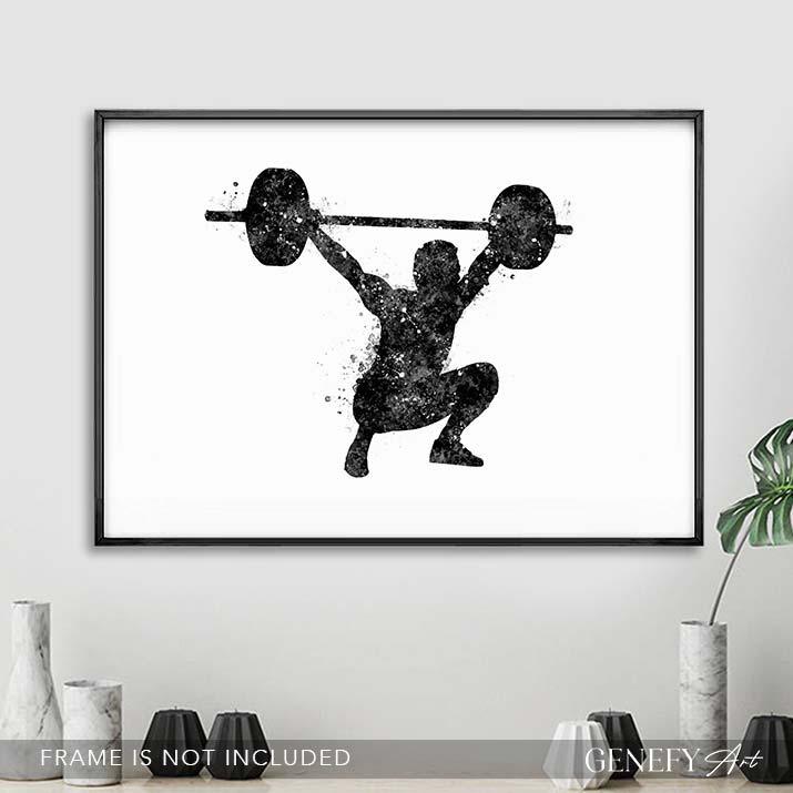 Bodybuilder Black and White Watercolour Print - Genefy Art