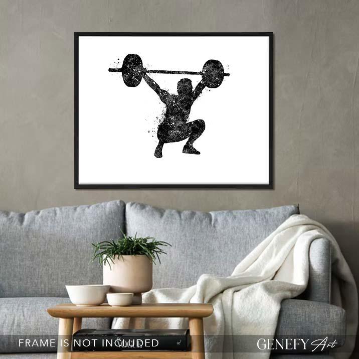 Bodybuilder Black and White Watercolour Print - Genefy Art