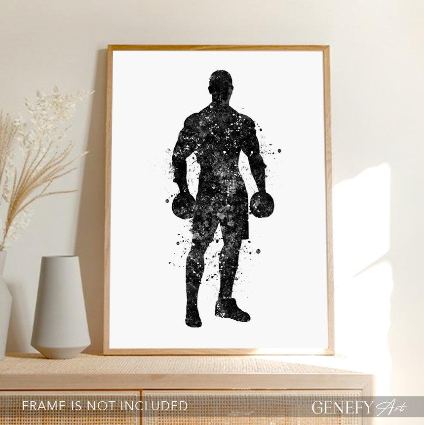 Black and White Bodybuilder Art Print - Genefy Art