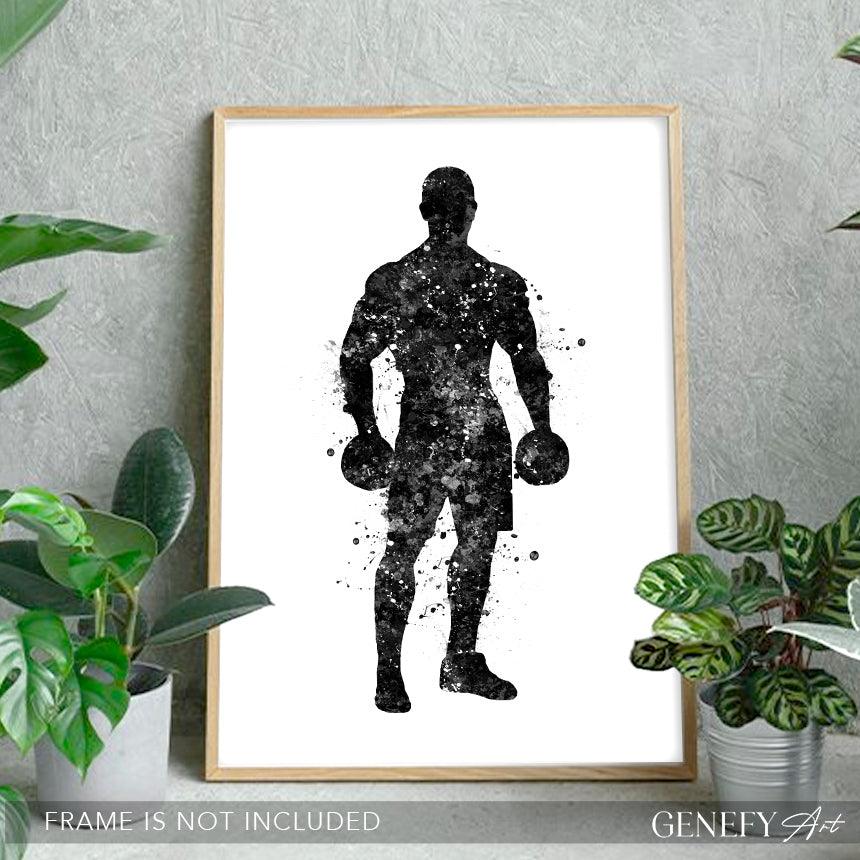 Black and White Bodybuilder Art Print - Genefy Art