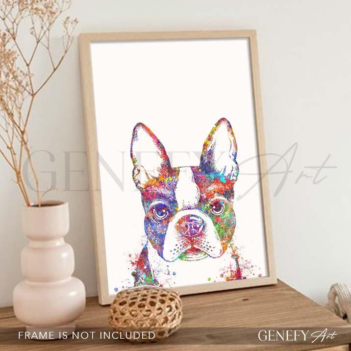 Boston Terrier Watercolour Print - Genefy Art
