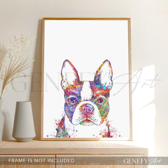 Boston Terrier Watercolour Print - Genefy Art