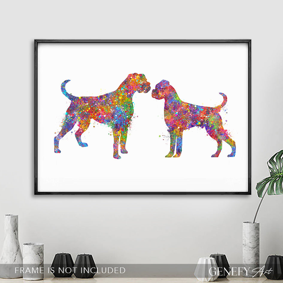 Boxer Couple Watercolour Print