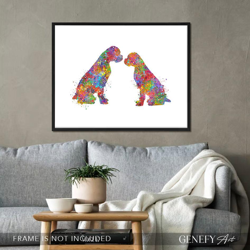 Boxer Couple Watercolour Print - Genefy Art