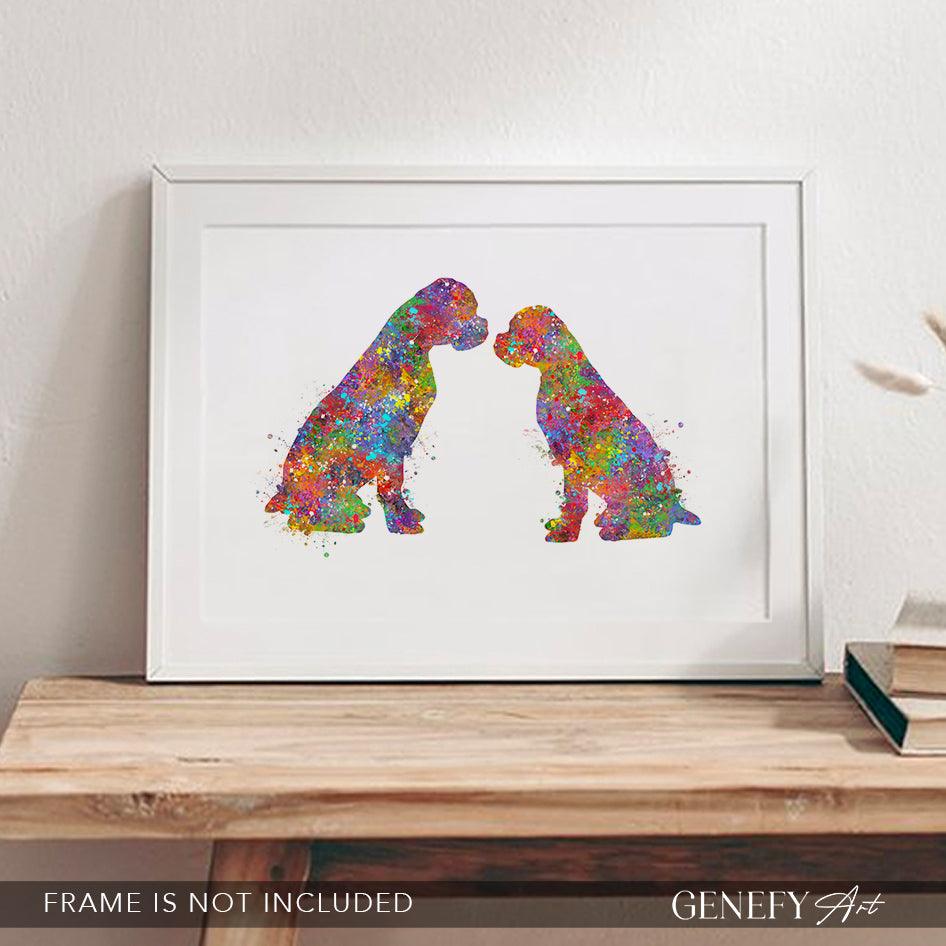 Boxer Couple Watercolour Print - Genefy Art