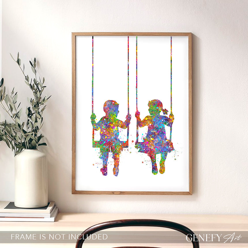 Best Friends Watercolour Art Print