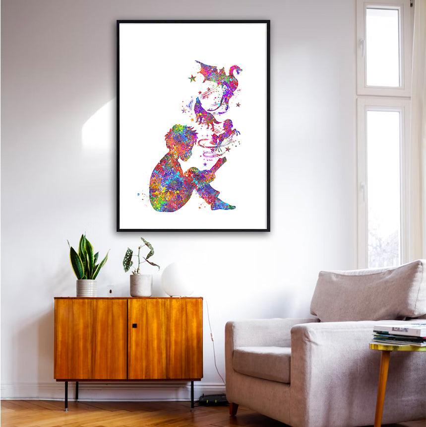 Boy Reading Book Watercolour Print - Genefy Art