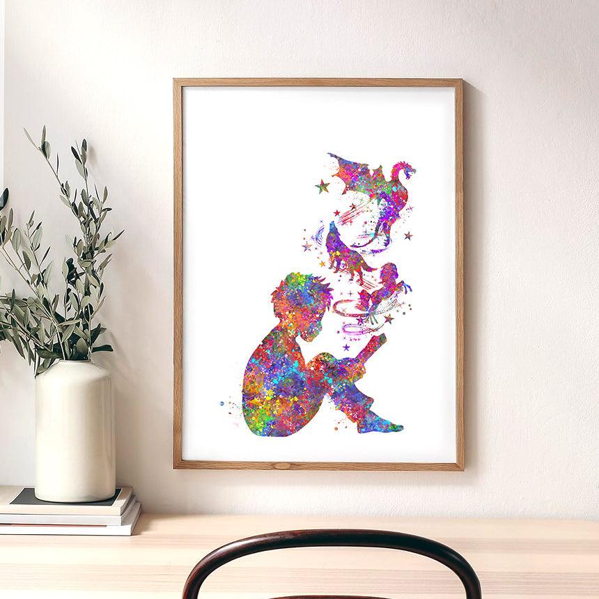 Boy Reading Book Watercolour Print - Genefy Art