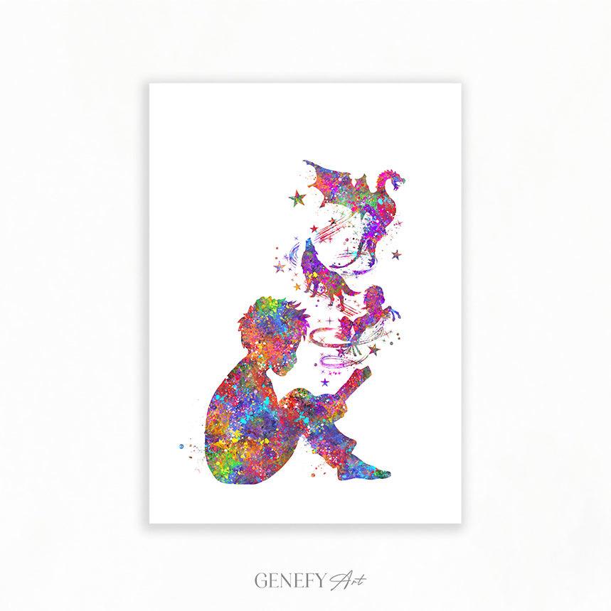 Boy Reading Book Watercolour Print - Genefy Art