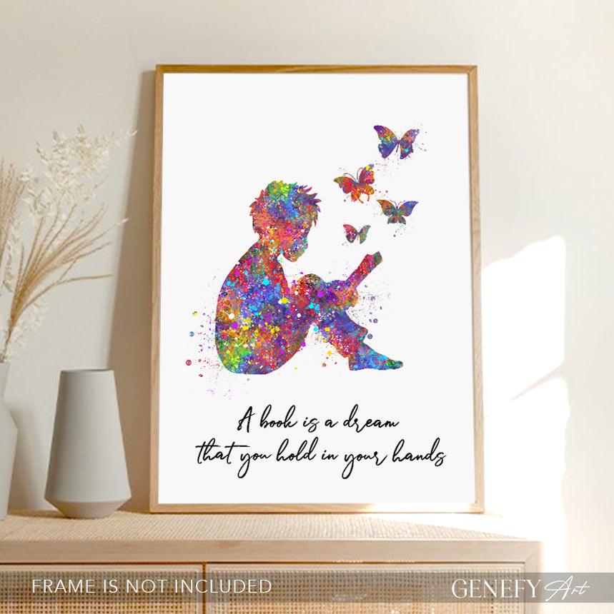 Boy Reading A Book Art Print - Genefy Art