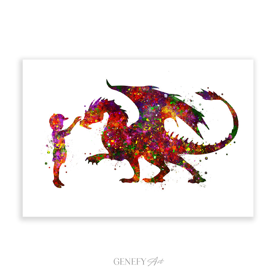 Dragon and Boy Watercolour Art Print