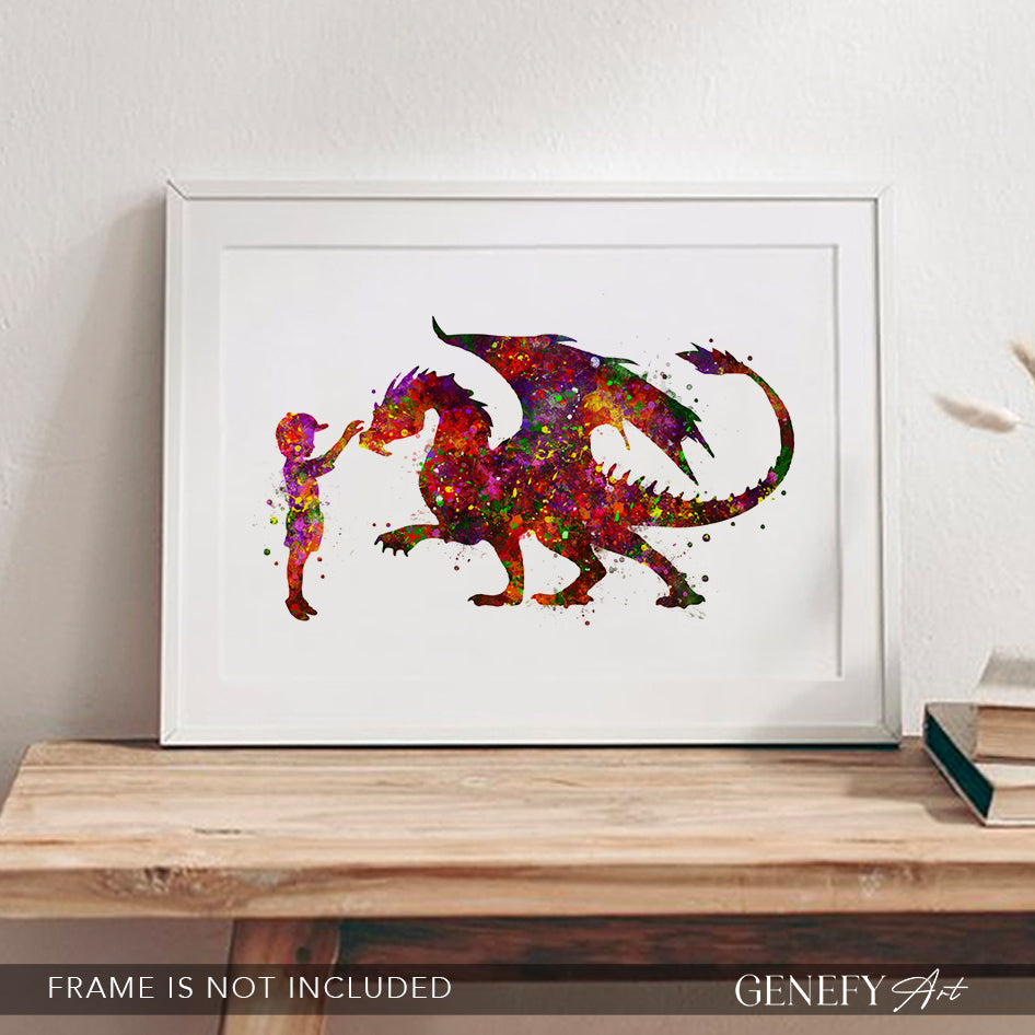 Dragon and Boy Watercolour Art Print