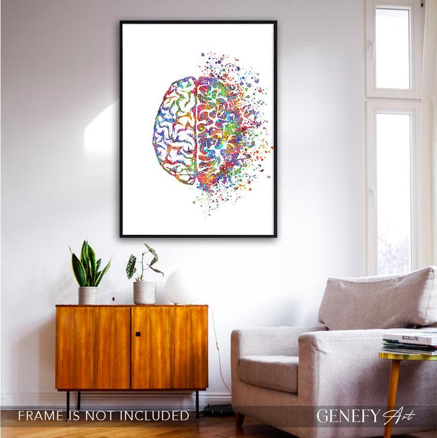 Brain Anatomy Watercolour Art Print - Genefy Art