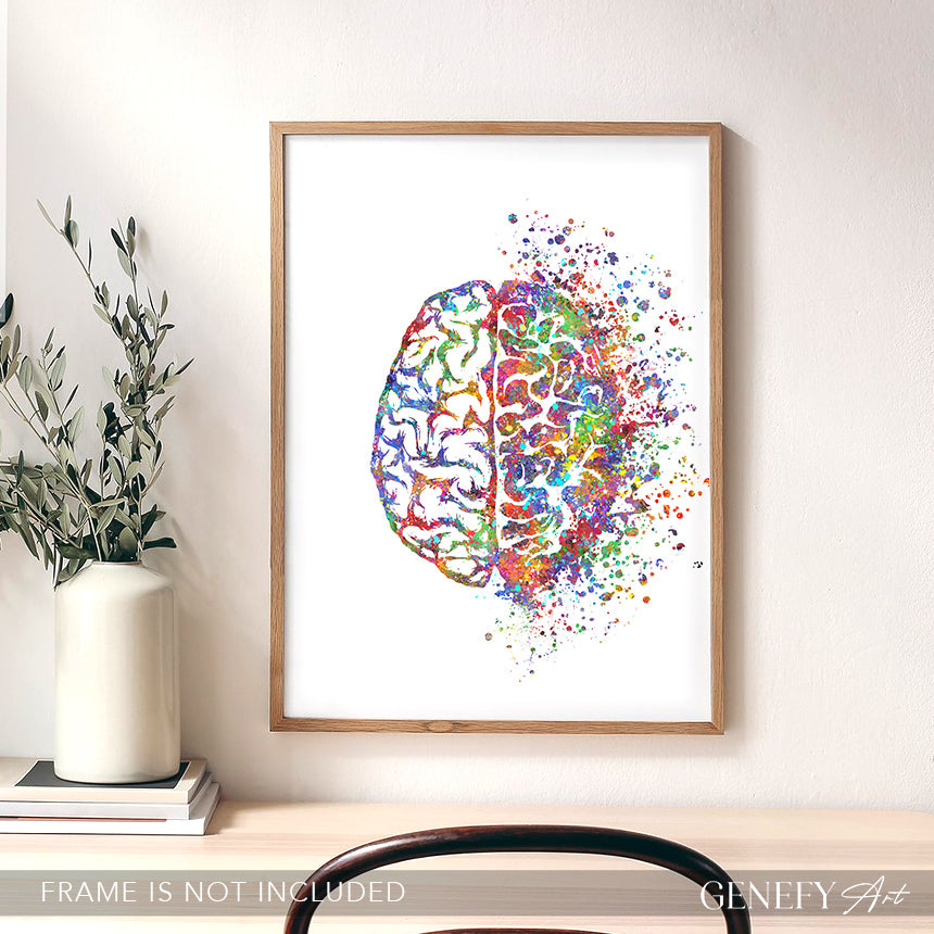 Brain Anatomy Watercolour Art Print