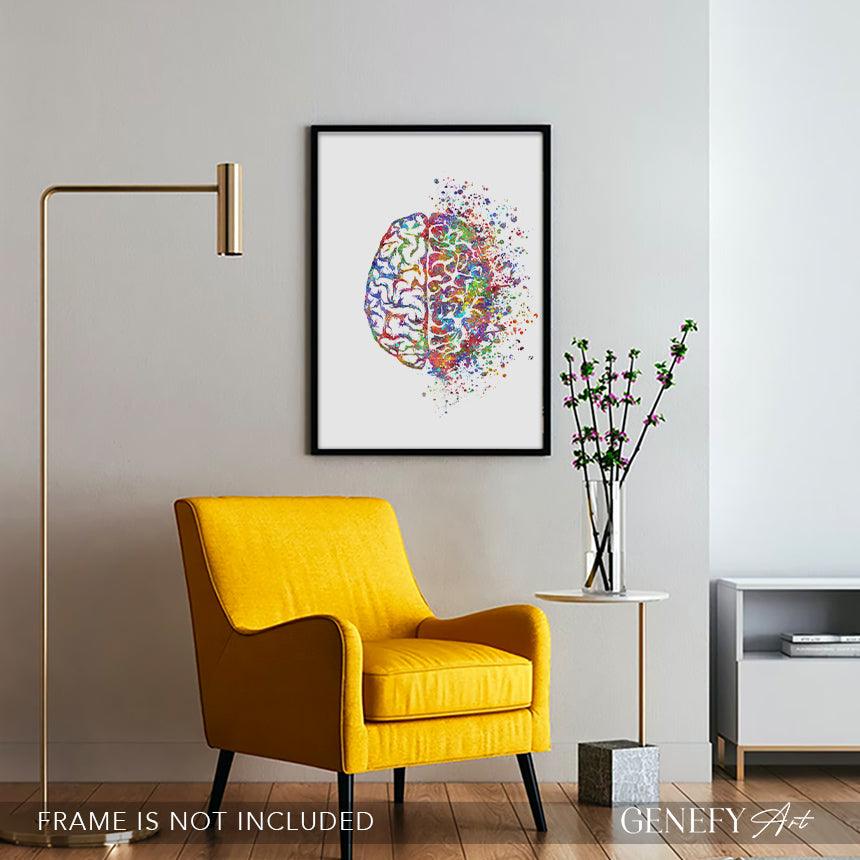Brain Anatomy Watercolour Art Print - Genefy Art