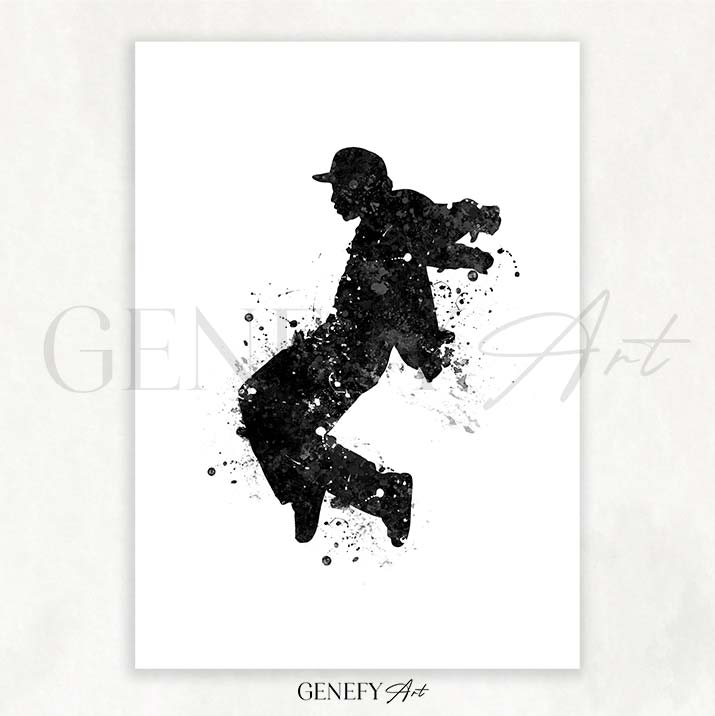 Breakdance Black and White Watercolour Print
