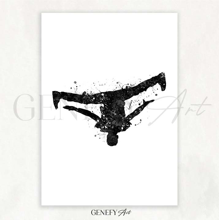 Breakdance Black and White Watercolour Print