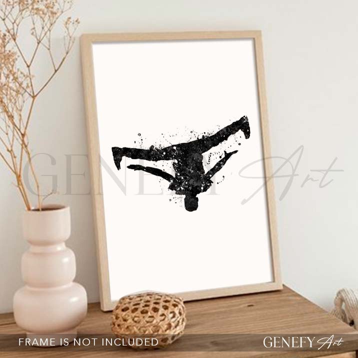 Breakdance Black and White Watercolour Print