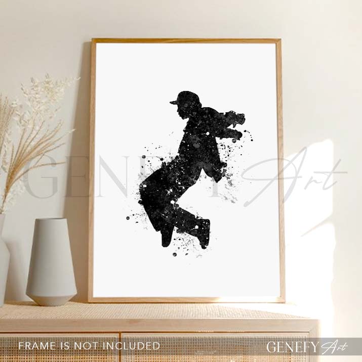 Breakdance Black and White Watercolour Print