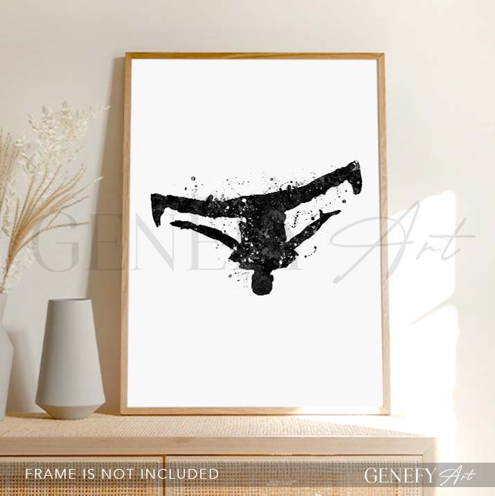 Breakdance Black and White Watercolour Print