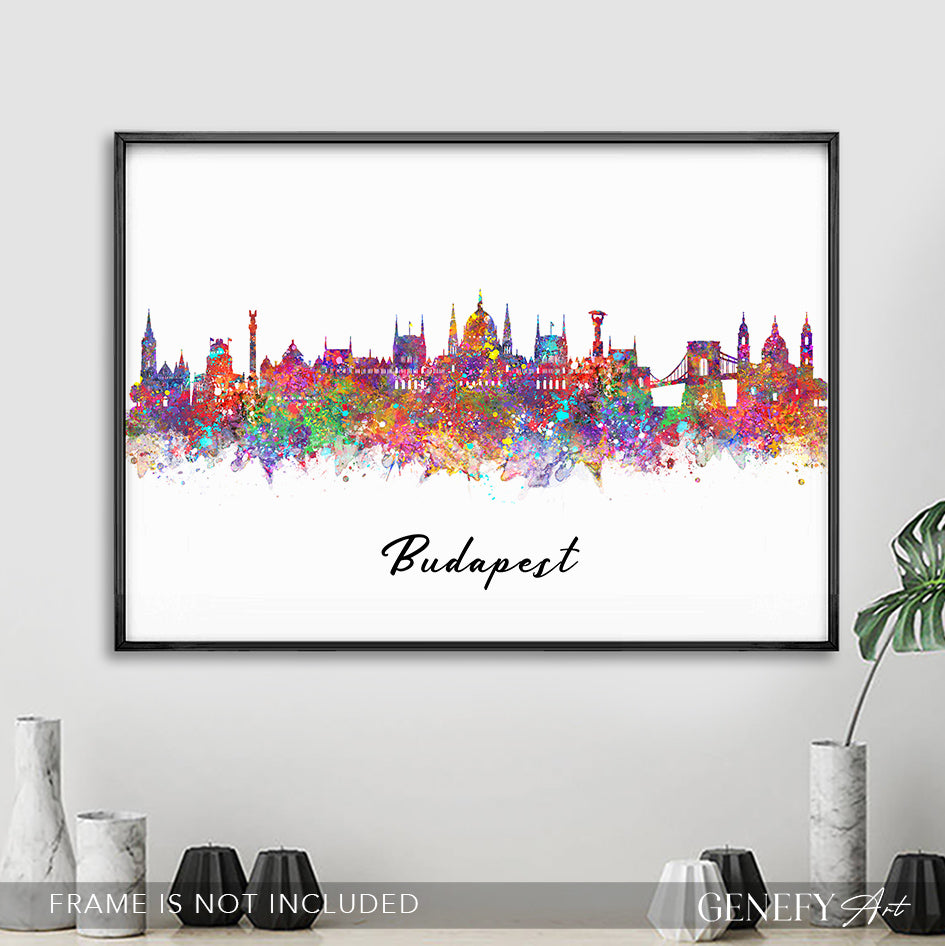 Budapest Skyline Watercolour Print - Genefy Art