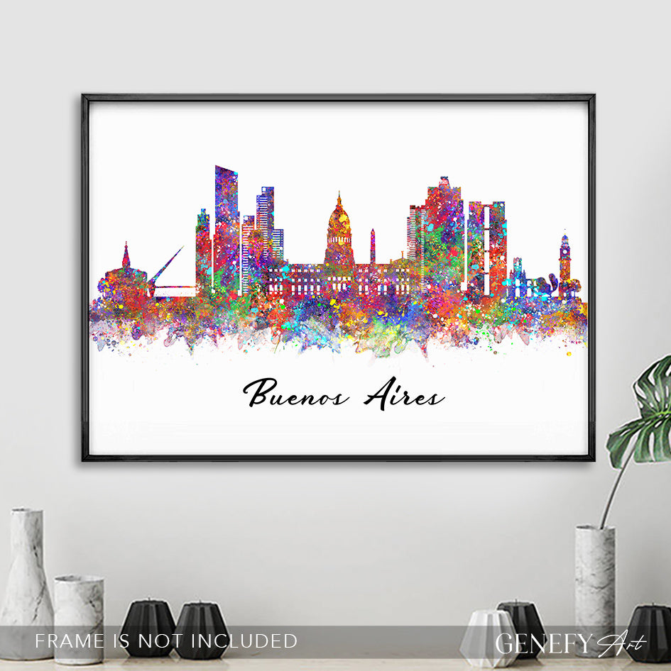Buenos Aires Skyline Watercolour Art Print