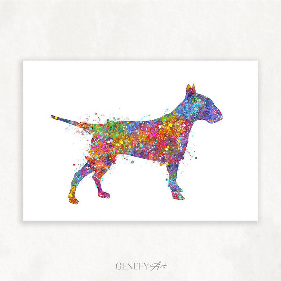 Bull Terrier Watercolour Art Print - Genefy Art