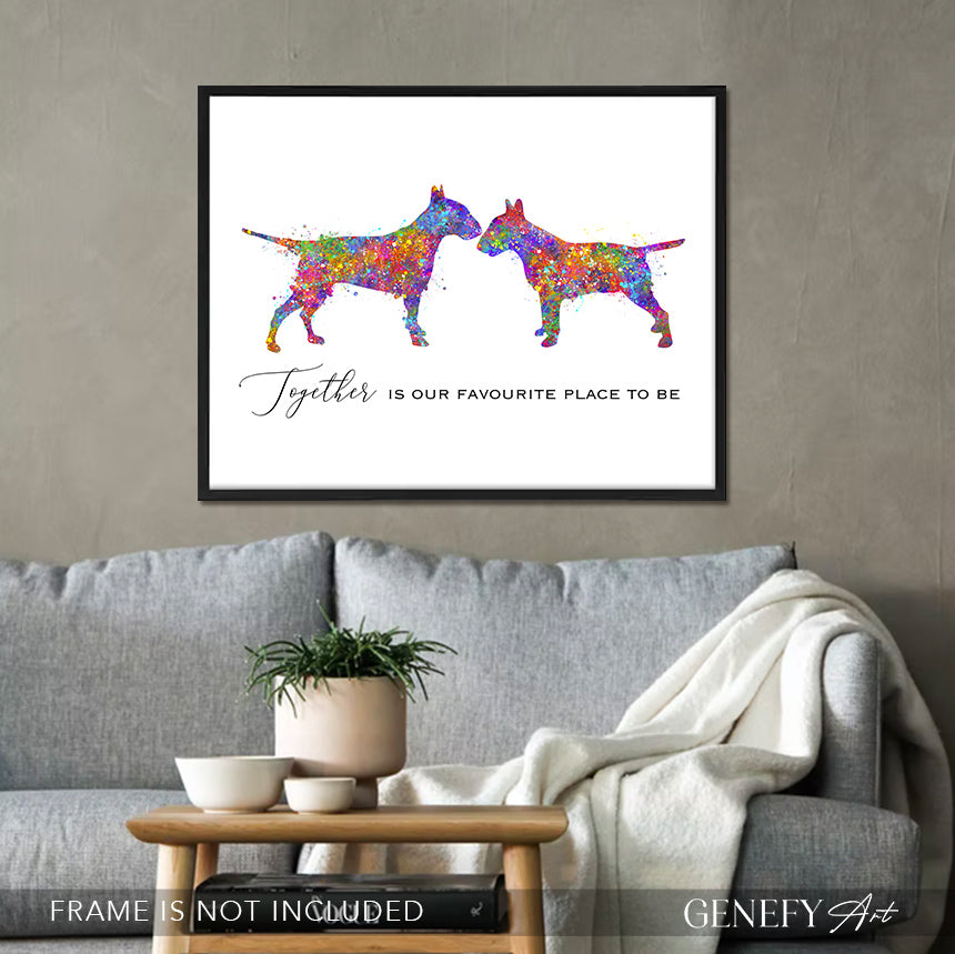 Bull Terrier Watercolour Art