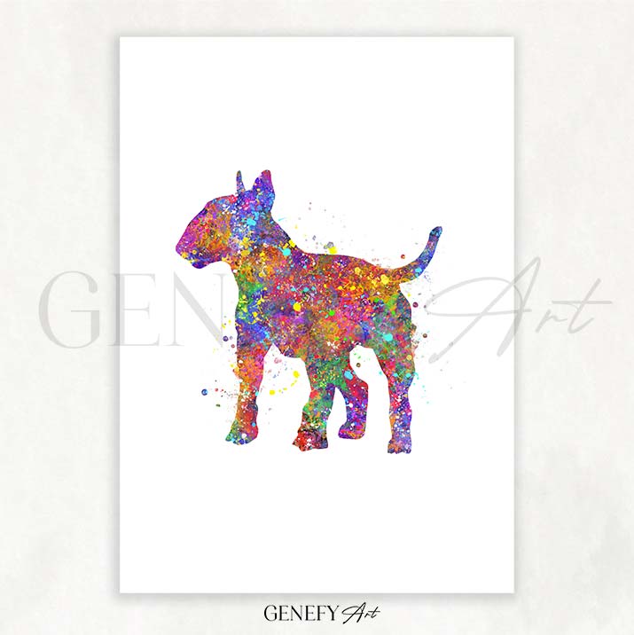 Bull Terrier Watercolour Print