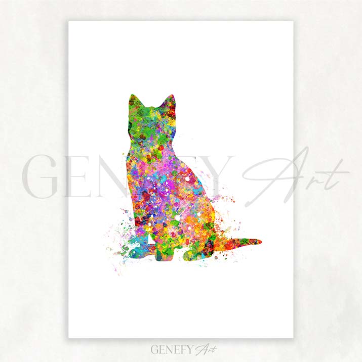 Cat Watercolour Print