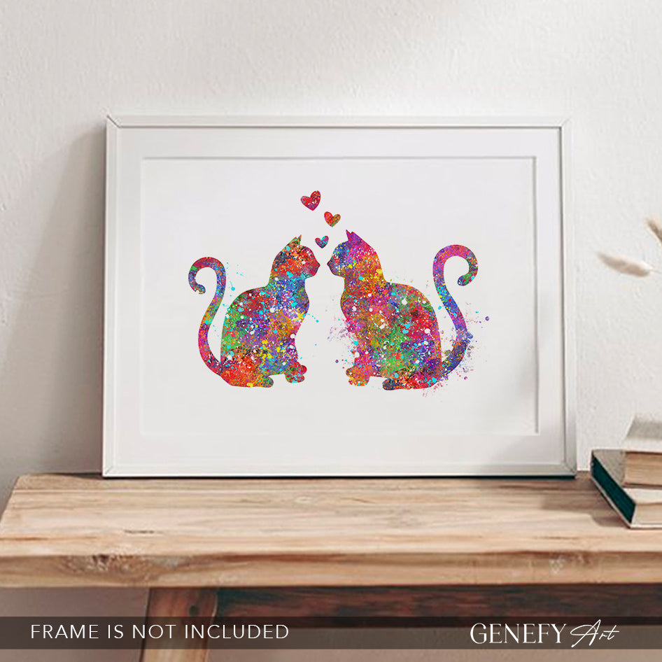 Cat Couple Watercolour Print