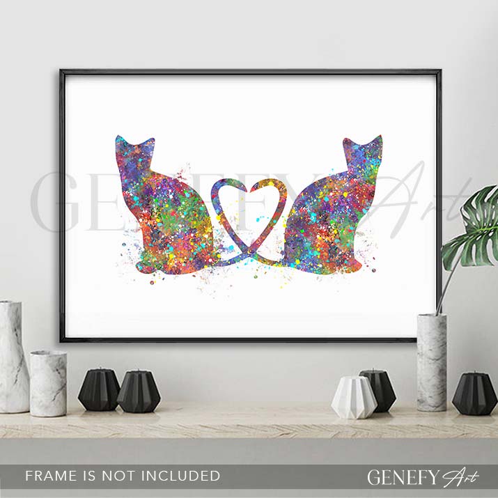 Cat Couple Watercolour Print