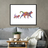 Mother Cat and Kitten Watercolour Print - Genefy Art