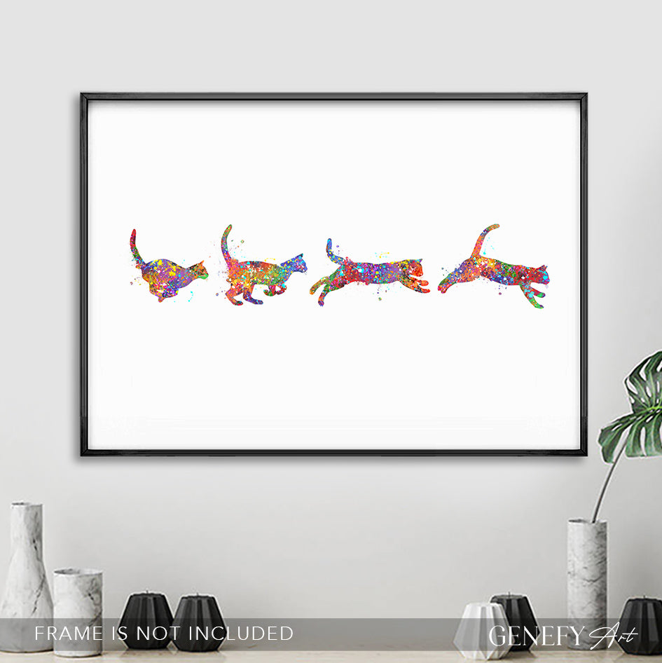 Cat Run Cycle Art Print