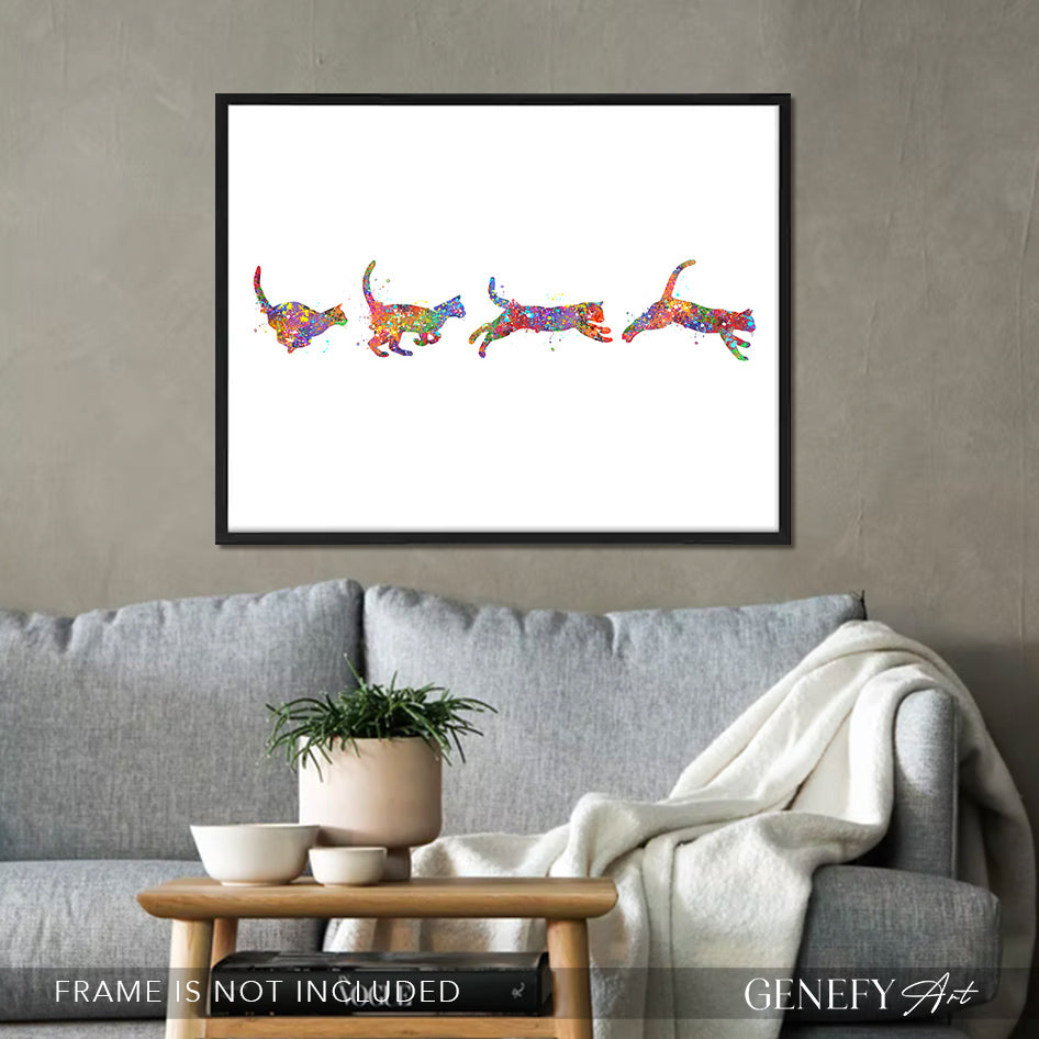 Cat Run Cycle Art Print
