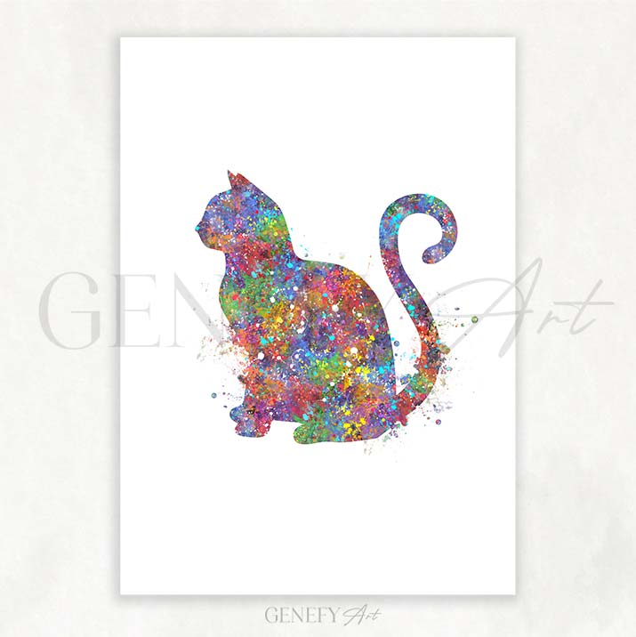 Cat Watercolour Print