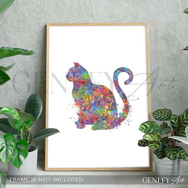 Cat Watercolour Print