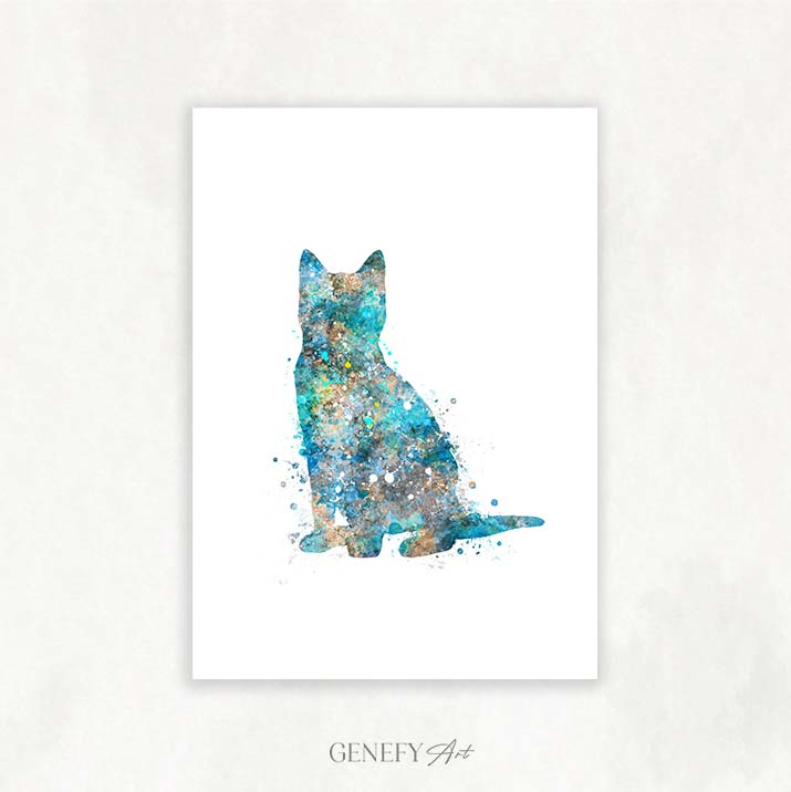 Cat Watercolour Print