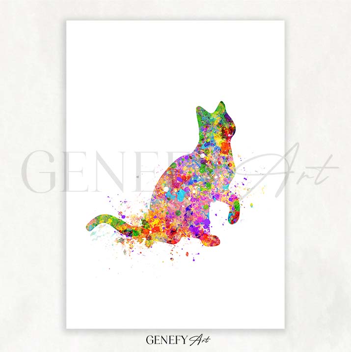 Cat Watercolour Print