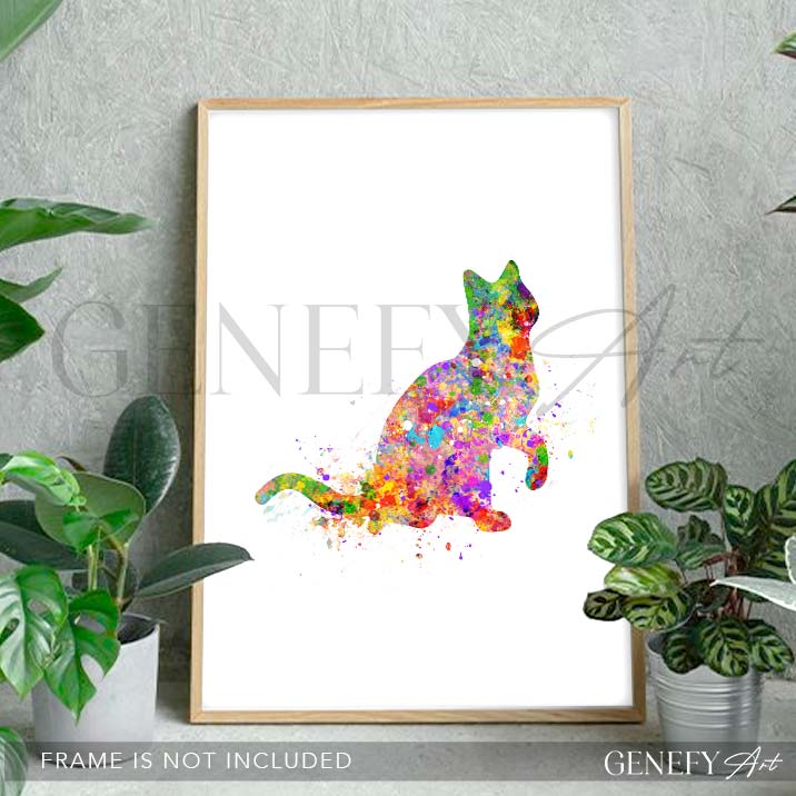 Cat Watercolour Print