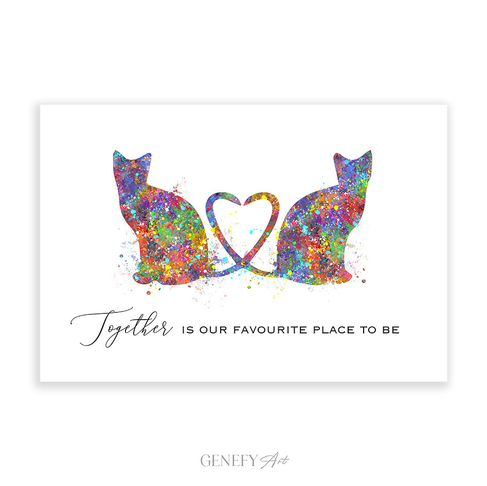 Cat Couple Watercolour Print